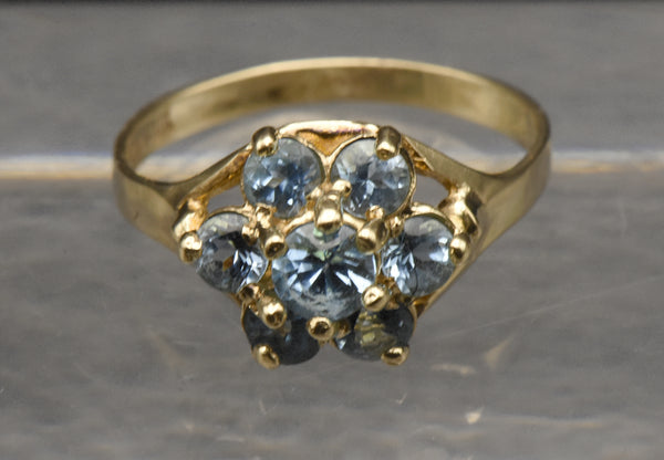 Vintage 10k Gold Blue Topaz Ring - Size 6