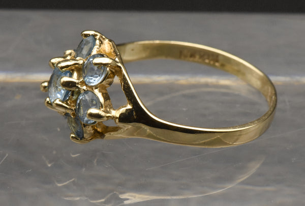 Vintage 10k Gold Blue Topaz Ring - Size 6