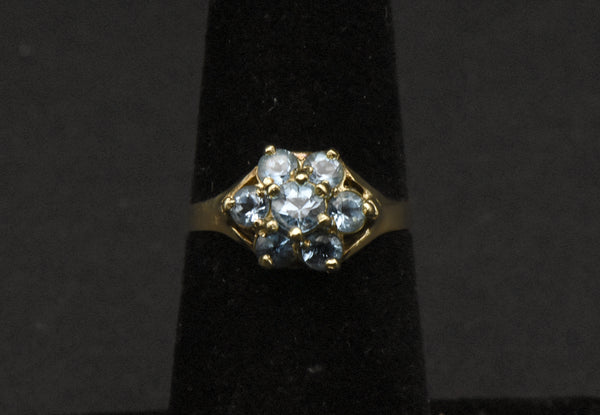 Vintage 10k Gold Blue Topaz Ring - Size 6