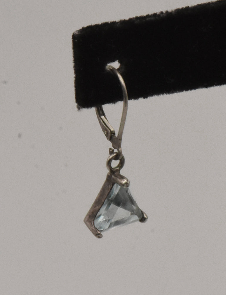 UNMATCHED Vintage Sterling Silver Blue Topaz Triangle Cut Dangle Earring