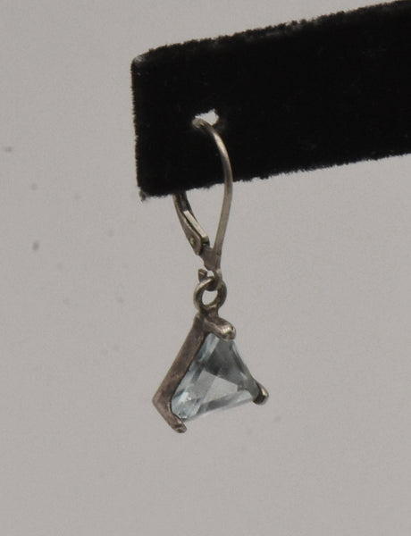 UNMATCHED Vintage Sterling Silver Blue Topaz Triangle Cut Dangle Earring