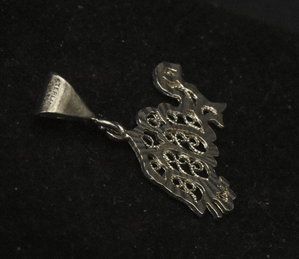 Vintage Sterling Silver Filigree Tortoise Pendant