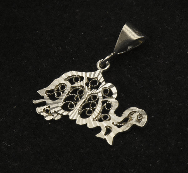 Vintage Sterling Silver Filigree Tortoise Pendant