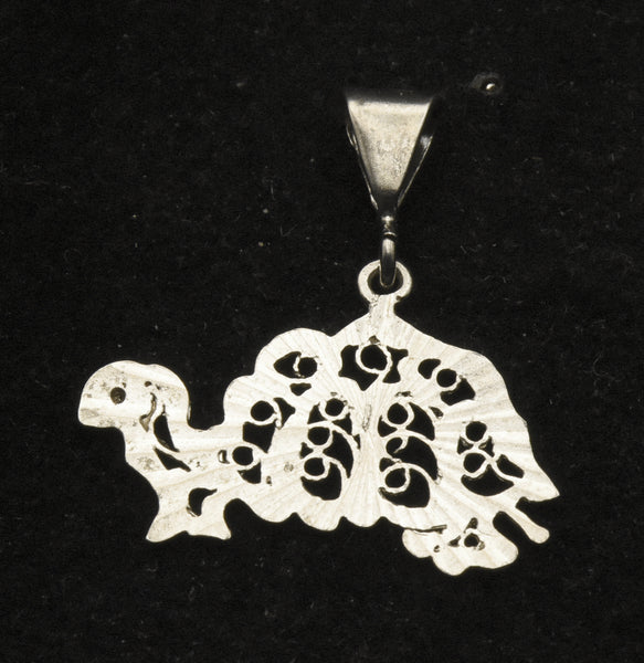 Vintage Sterling Silver Filigree Tortoise Pendant