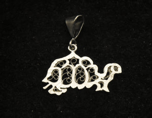 Vintage Sterling Silver Filigree Tortoise Pendant