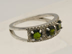 Vintage Sterling Silver Diopside and Topaz Ring - Size 9