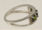 Vintage Sterling Silver Diopside and Topaz Ring - Size 9
