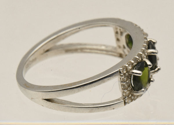 Vintage Sterling Silver Diopside and Topaz Ring - Size 9