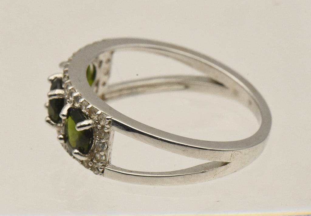 Vintage Sterling Silver Diopside and Topaz Ring - Size 9