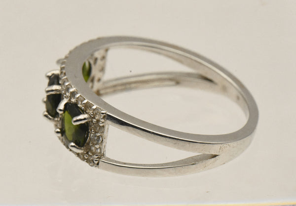 Vintage Sterling Silver Diopside and Topaz Ring - Size 9