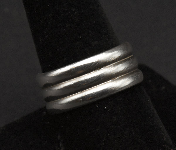 Vintage Handmade Sterling Silver Triple Stacked Band - Size 9.25