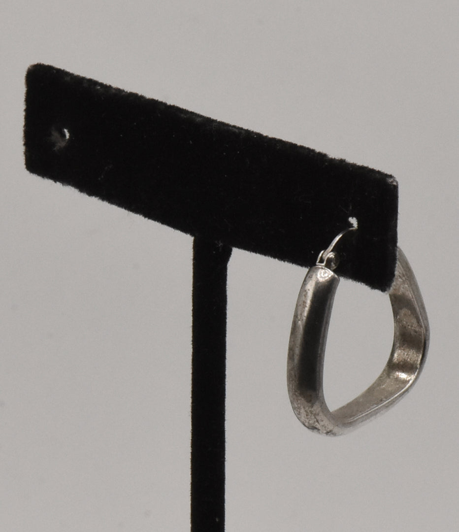 UNMATCHED Vintage Sterling Silver Triangle Hoop Earring