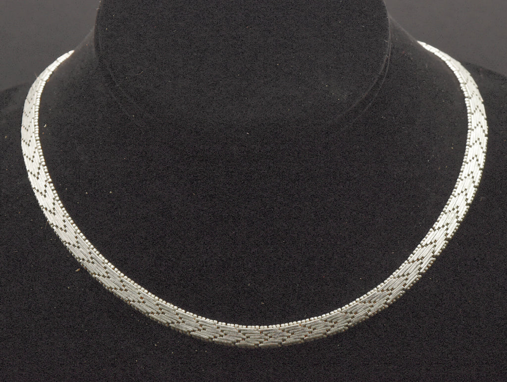 Vintage Italian Sterling Silver Copper, Silver, and Gold Tone Sterling Silver Chain Necklace - 16"