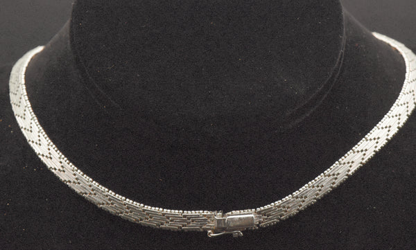 Vintage Italian Sterling Silver Copper, Silver, and Gold Tone Sterling Silver Chain Necklace - 16"