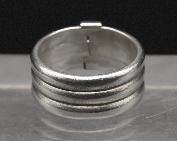 Vintage Handmade Sterling Silver Triple Stacked Band - Size 9.25