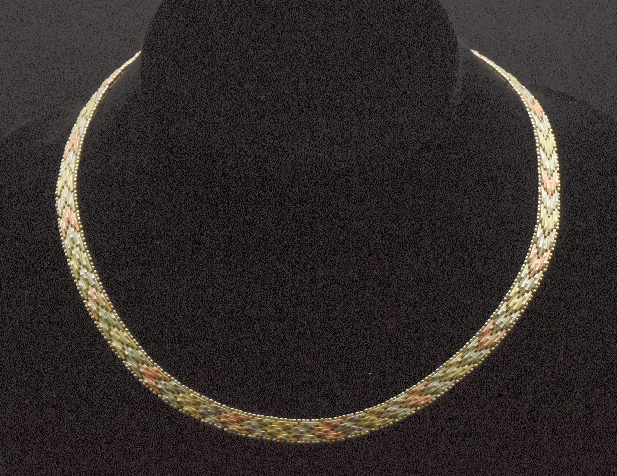 Vintage Italian Sterling Silver Copper, Silver, and Gold Tone Sterling Silver Chain Necklace - 16"