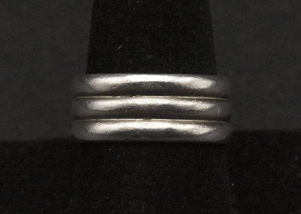 Vintage Handmade Sterling Silver Triple Stacked Band - Size 9.25