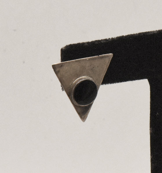 UNMATCHED Silver Triangle Black Onyx Stud Earring