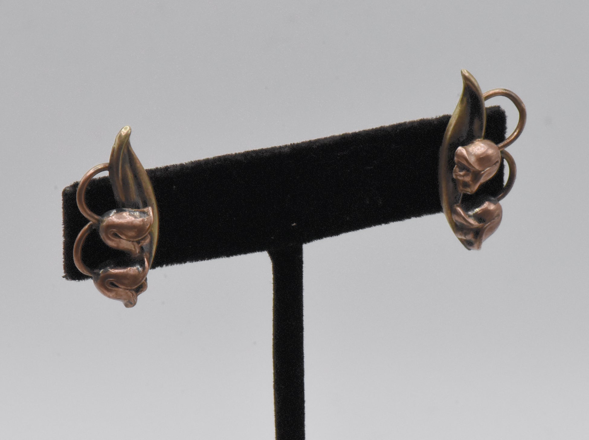 Vintage Two Tone Gold Filled and SIlver Floral Screw Back Earrings