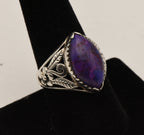 Vintage Sterling Silver Purple Turquoise Cabochon Ring - Size 8.75