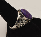 Vintage Sterling Silver Purple Turquoise Cabochon Ring - Size 8.75