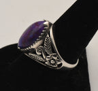 Vintage Sterling Silver Purple Turquoise Cabochon Ring - Size 8.75