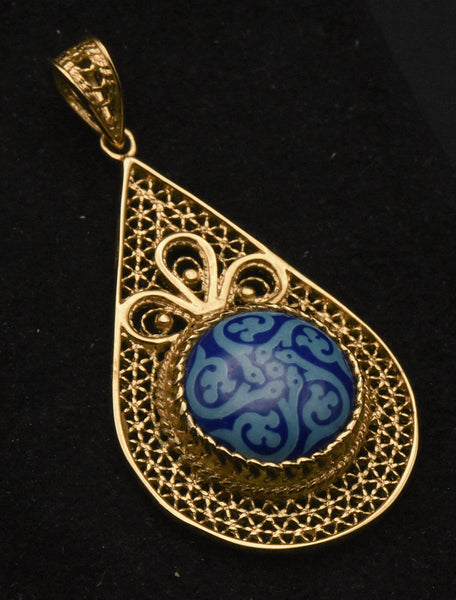 Vintage Gold Tone Sterling Silver Filigree Pendant