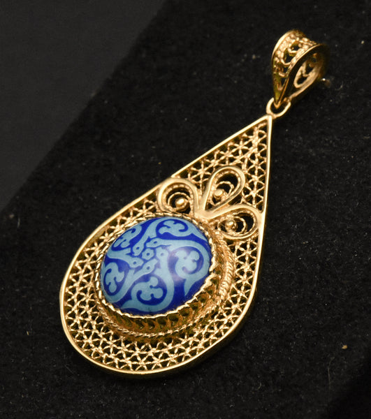 Vintage Gold Tone Sterling Silver Filigree Pendant