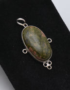 Unakite Cabochon Sterling Silver Pendant