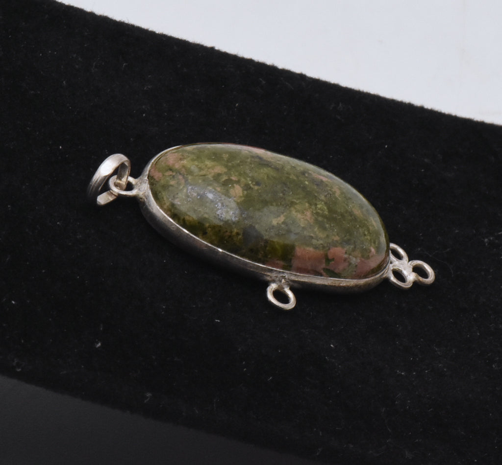 Unakite Cabochon Sterling Silver Pendant