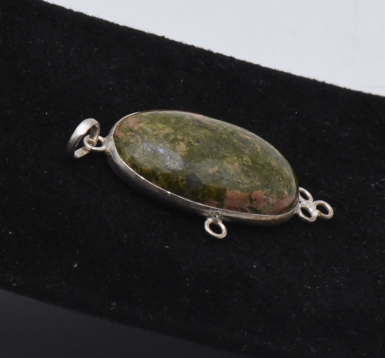 Unakite Cabochon Sterling Silver Pendant