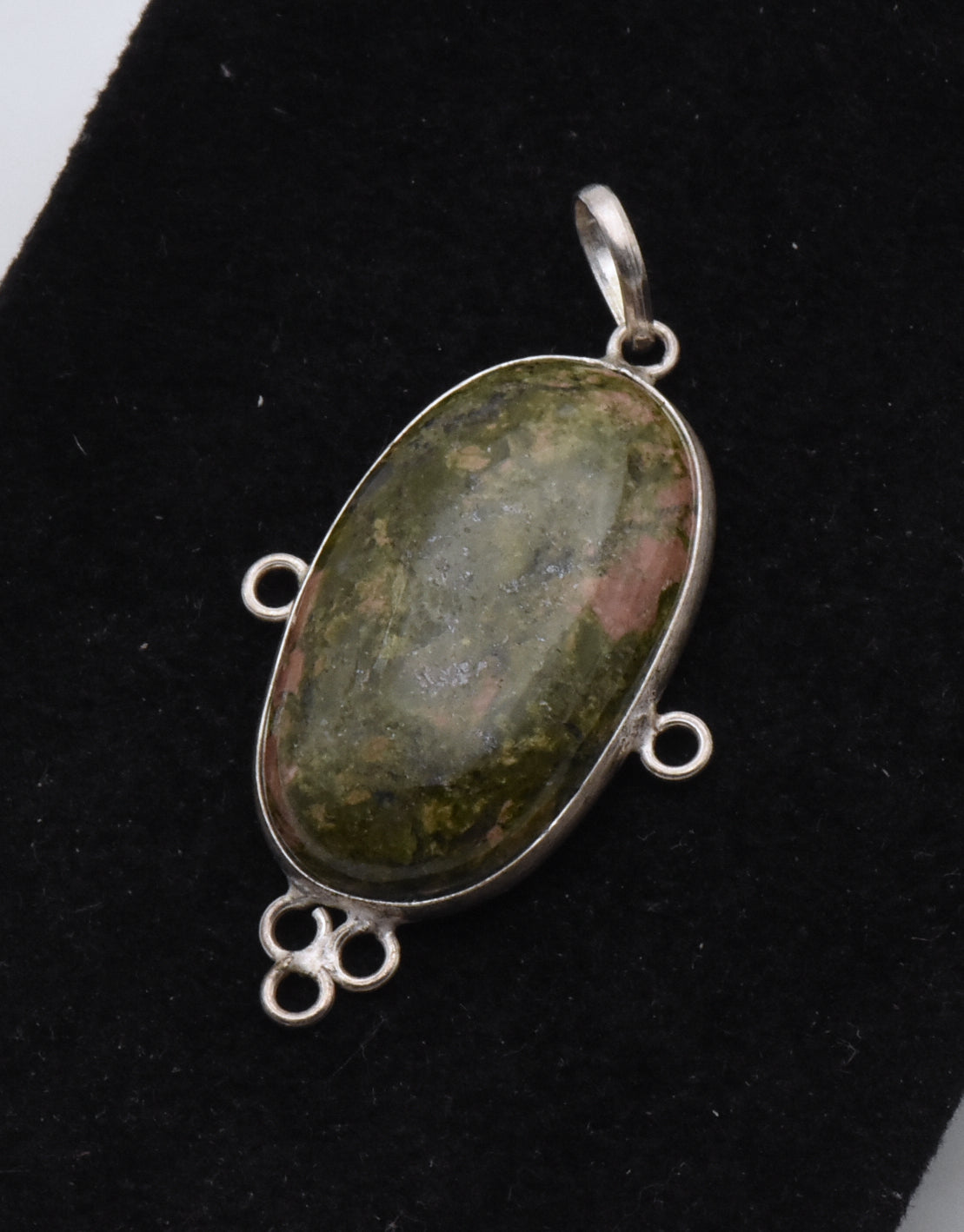 Unakite Cabochon Sterling Silver Pendant
