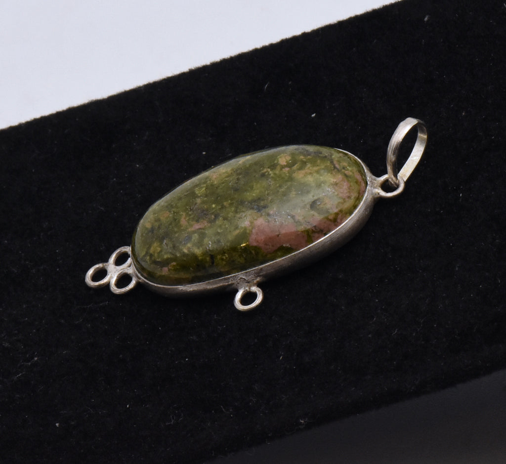 Unakite Cabochon Sterling Silver Pendant