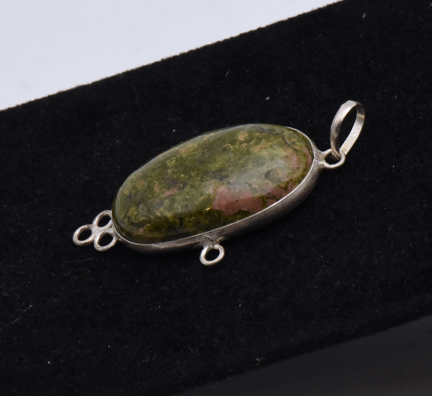 Unakite Cabochon Sterling Silver Pendant