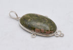Unakite Cabochon Sterling Silver Pendant