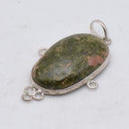 Unakite Cabochon Sterling Silver Pendant