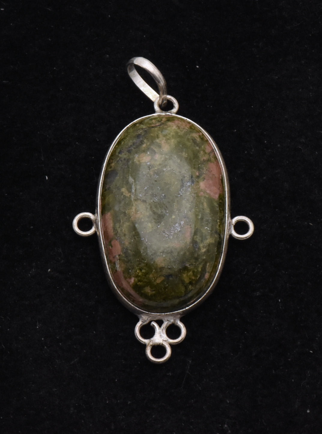 Unakite Cabochon Sterling Silver Pendant