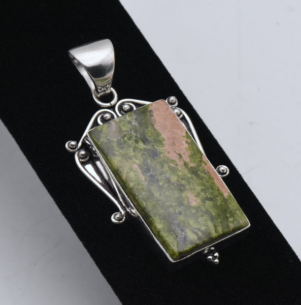 Sterling Silver Unakite Tablet Pendant