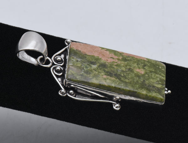 Sterling Silver Unakite Tablet Pendant