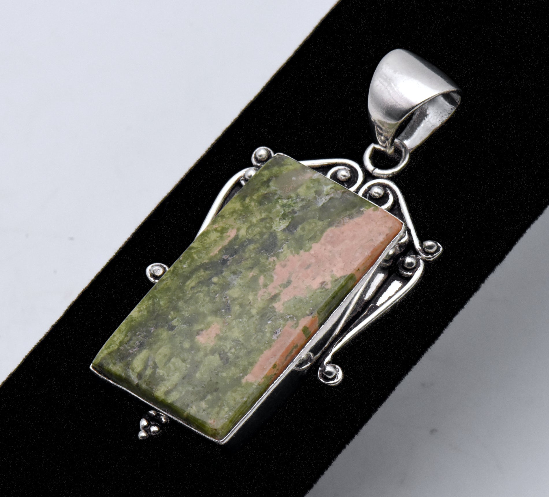 Sterling Silver Unakite Tablet Pendant