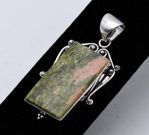 Sterling Silver Unakite Tablet Pendant