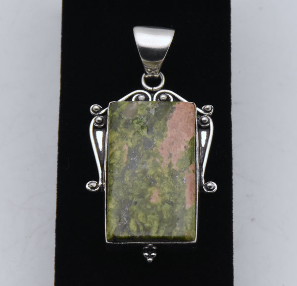 Sterling Silver Unakite Tablet Pendant