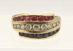 Ross-Simons - Vintage Vermeil Red, White, and Blue Ruby, Topaz, Sapphire Ring  - Size 9.25