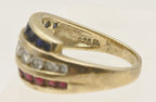 Ross-Simons - Vintage Vermeil Red, White, and Blue Ruby, Topaz, Sapphire Ring  - Size 9.25