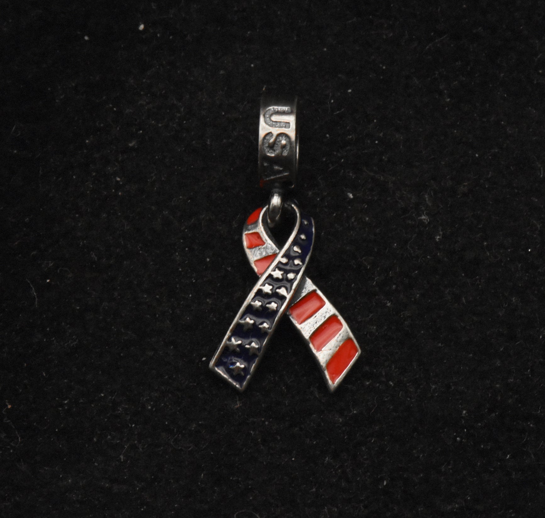 Vintage Italian Sterling Silver Dangling USA Ribbon Charm