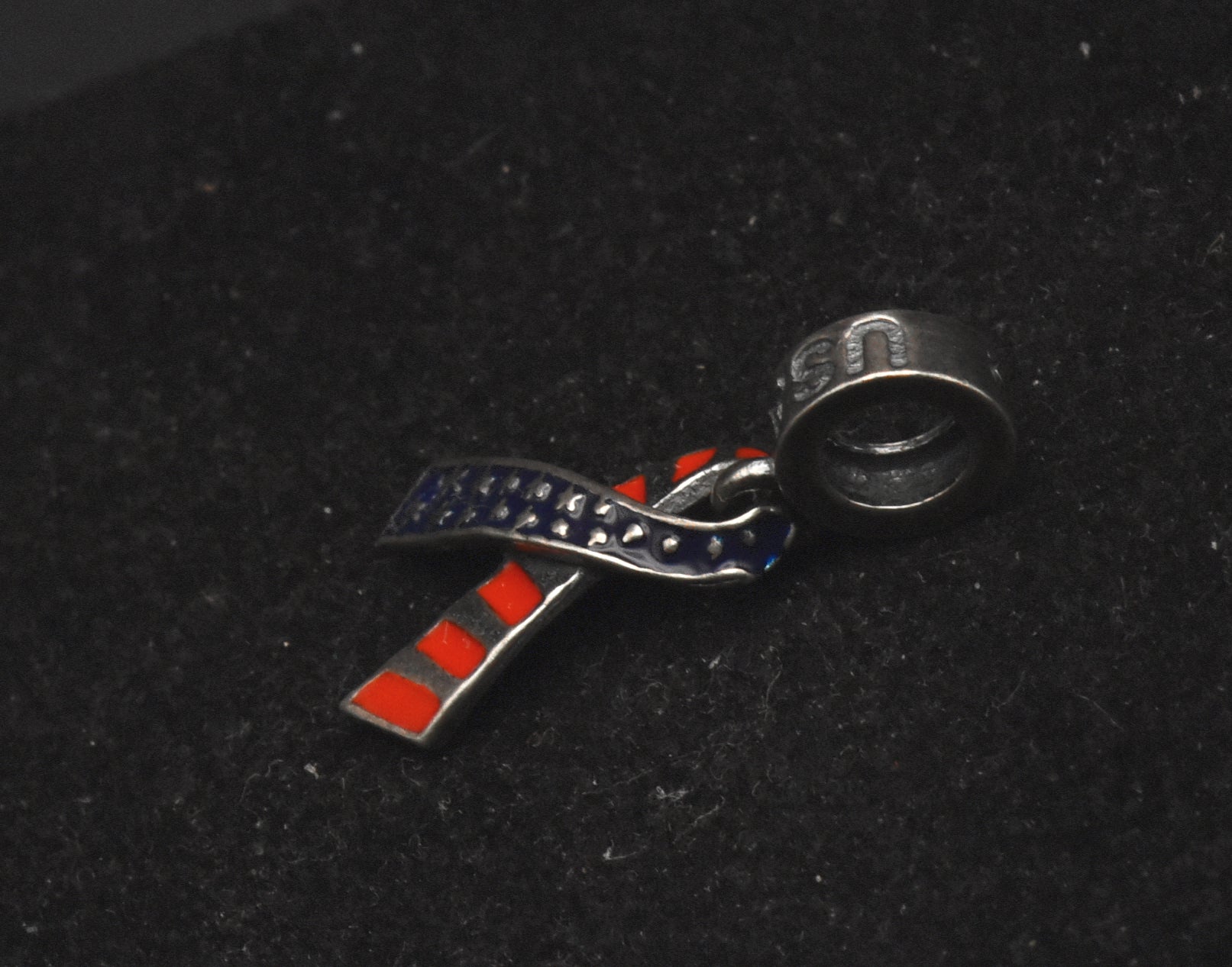 Vintage Italian Sterling Silver Dangling USA Ribbon Charm