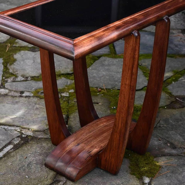 Vintage Mid Century Modern/Art Deco Glass Top Side Table