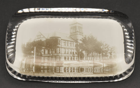 Vintage Washington High School Cedar Rapids Photograph Glass Paperweight
