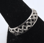 Vintage Sterling Silver Basket Weave Design Band - Size 8
