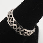 Vintage Sterling Silver Basket Weave Design Band - Size 8